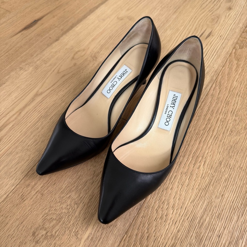 Jimmy Choo Romy 60 Black Kid Leather Pointed-Toe Pumps - Picture 5 of 12